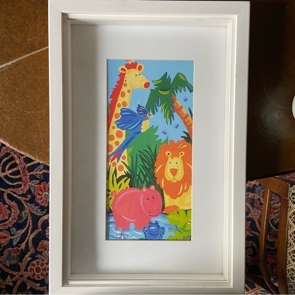 Safari Gathering II kids room art by Lola Rise Kennedy. Slight flaw on frame. - Picture 1 of 4